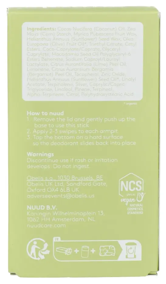 Nuud Vegan Deodorant Lime & Bergamot Stick (45 ml) - image 3