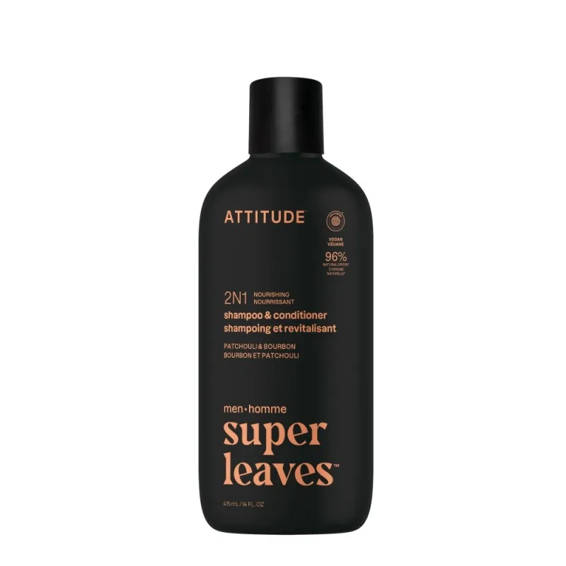 Attitude Super Leaves Men 2in1 Shampoo - Conditioner Nourishing Patchouli & Bourbon (415 ml)