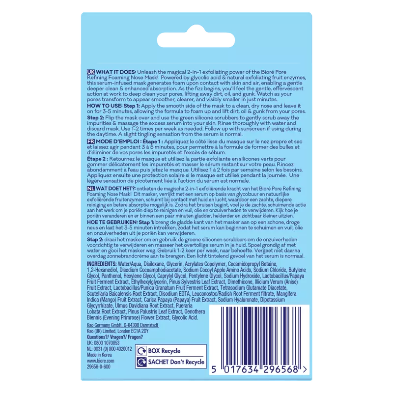 Biore Pore Refining Foaming Nose Mask (4 stuks)