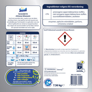 Sunil Professional Poederwasmiddel XXL Lavendel Chinese Bloesem 108 Wasbeurten (7560 gr)