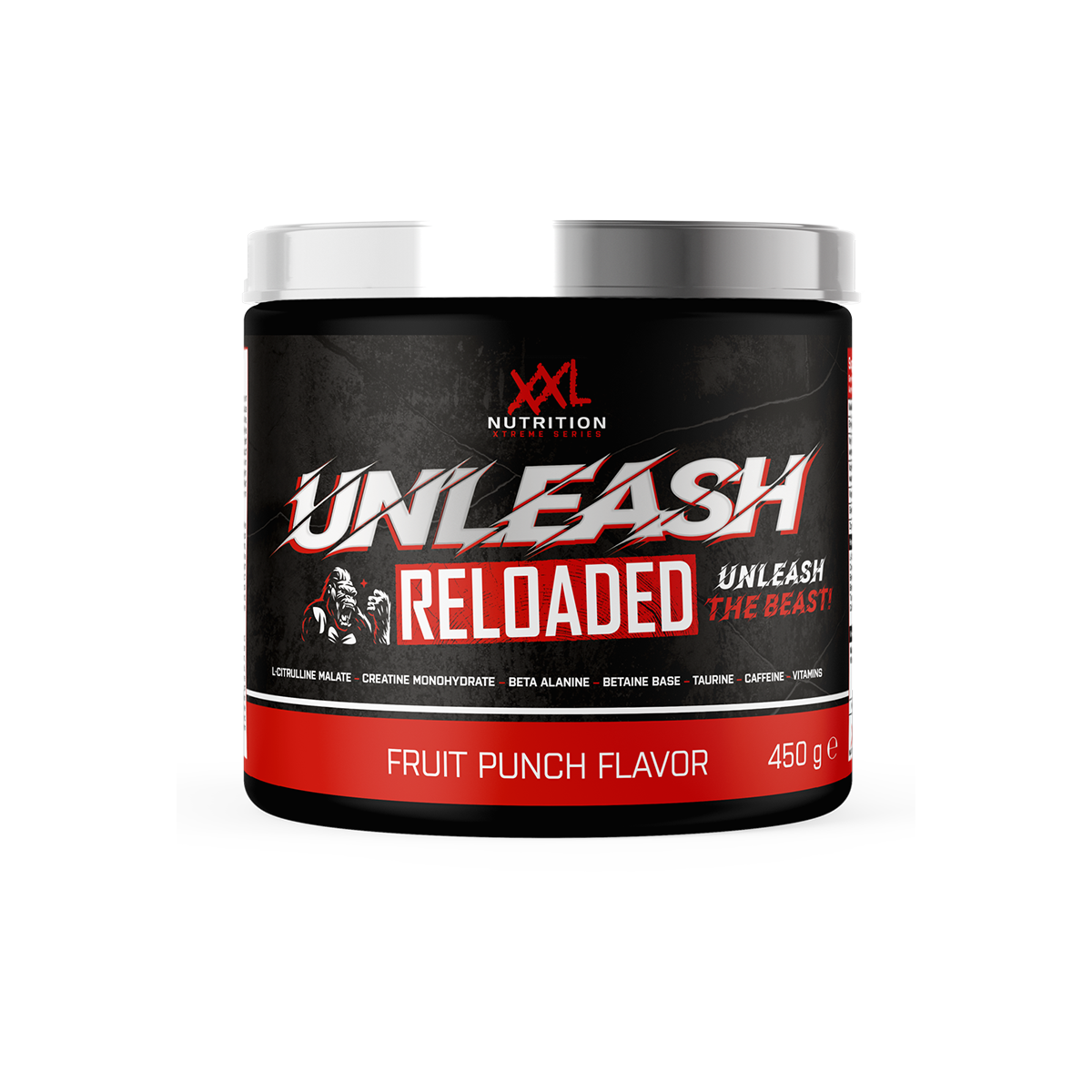 XXL Nutrition Unleash Reloaded - Pre Workout - Fruit Punch (450 gr)