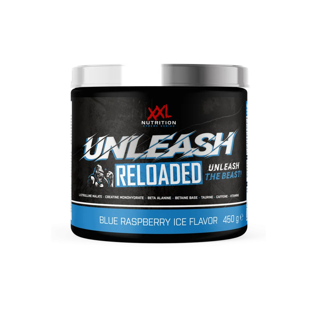 XXL Nutrition Unleash Reloaded - Pre Workout - Blue Raspberry Ice (450 gr)