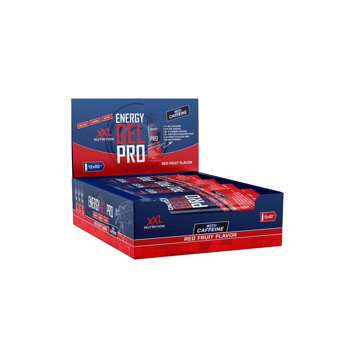 XXL Nutrition Energy Gel Pro + Caffeine - Red Fruit (12 x 60 ml)
