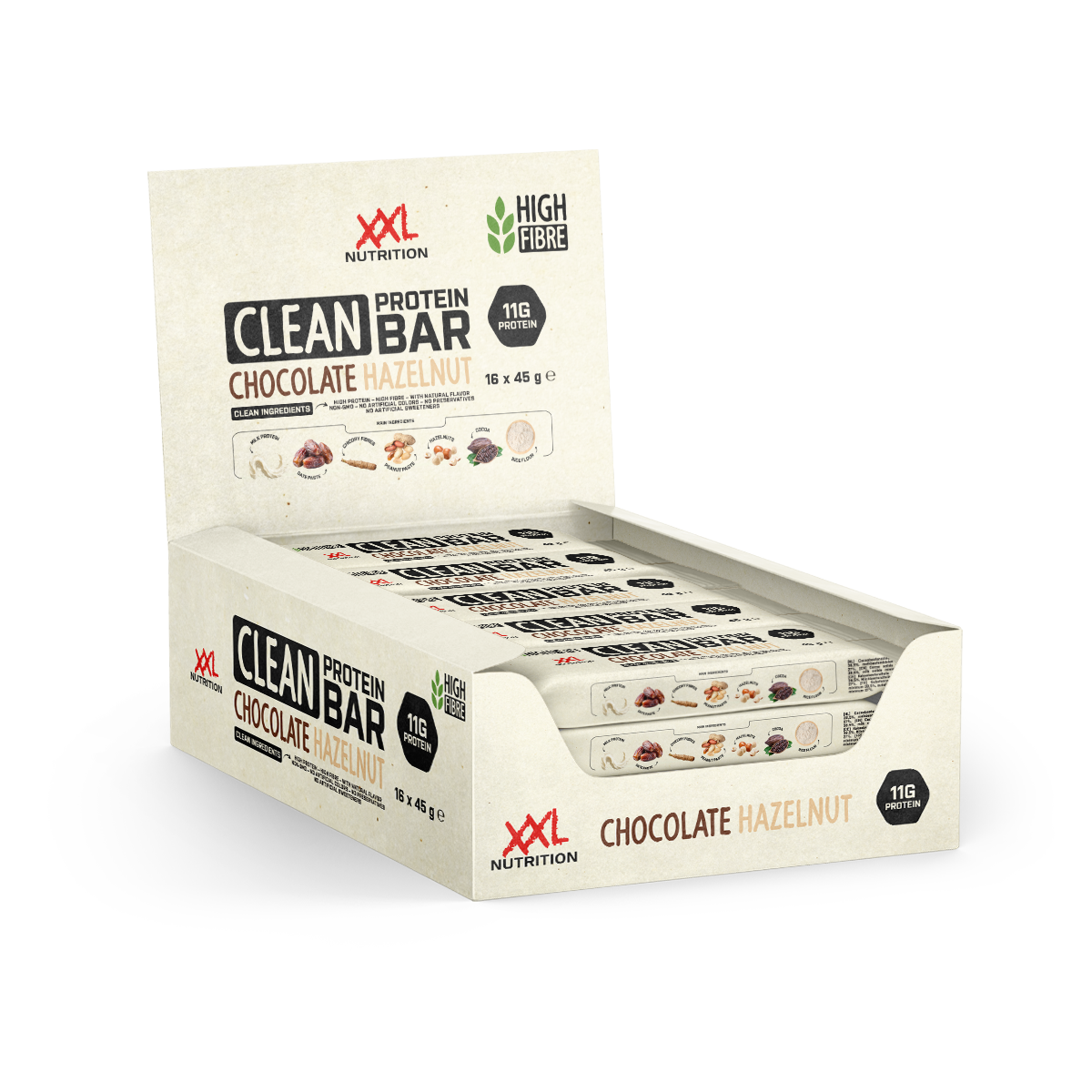 XXL Nutrition Clean Protein Bar - Chocolade Hazelnoot (16 x 55 gr)