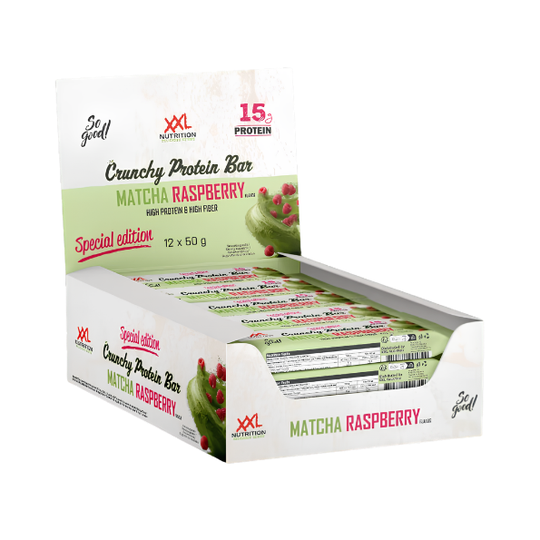 XXL Nutrition Crunchy Protein Bar- Matcha Raspberry (12 x 50 gr)