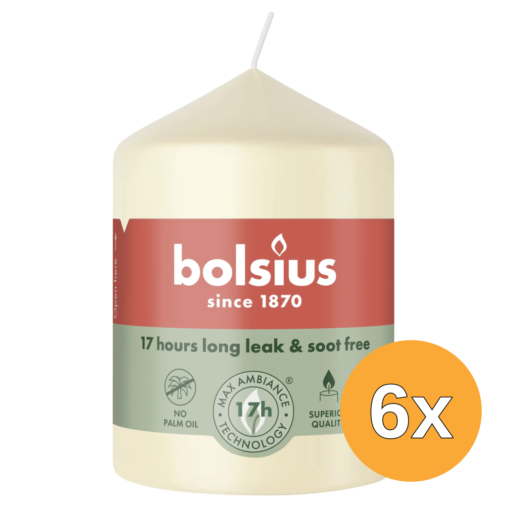 6x Bolsius Stompkaars 80/58 Soft Pearl (1 stuk)