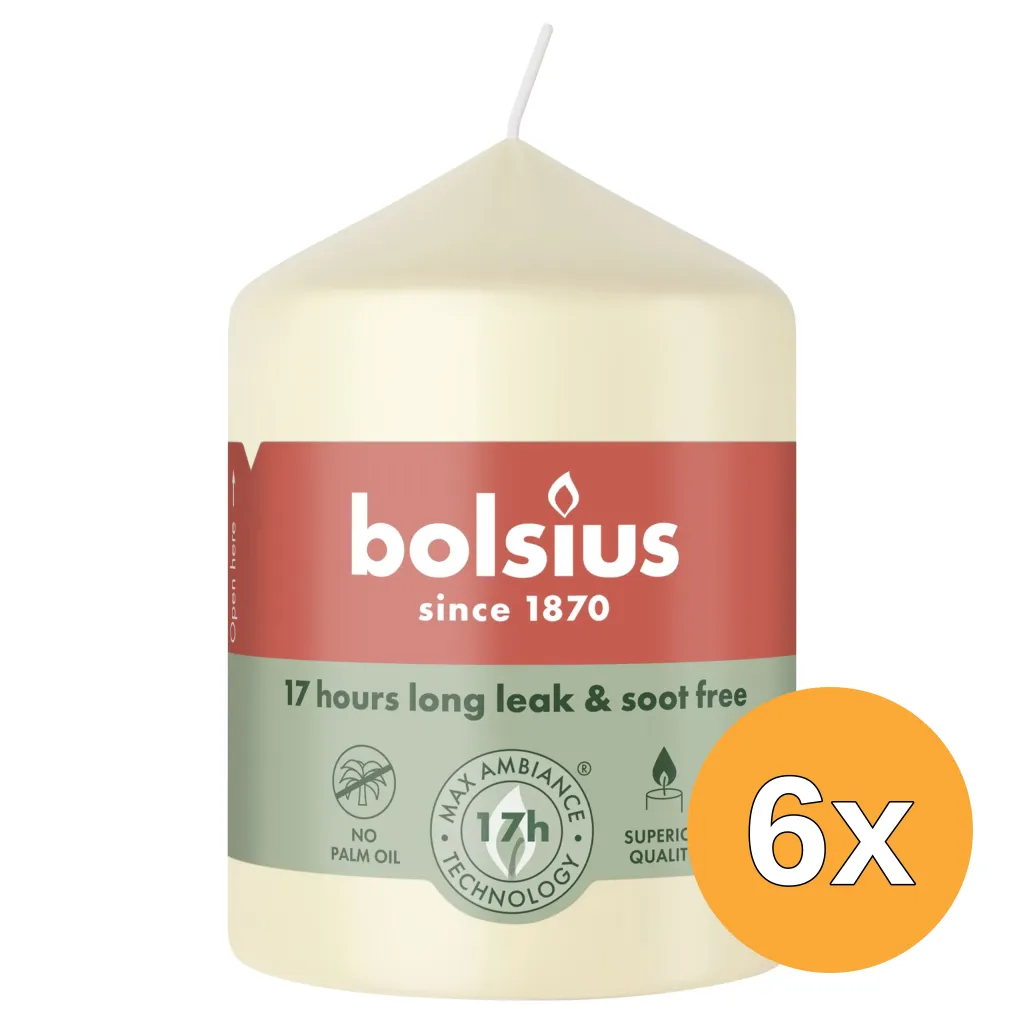 6x Bolsius Stompkaars 80/58 Soft Pearl (1 stuk)