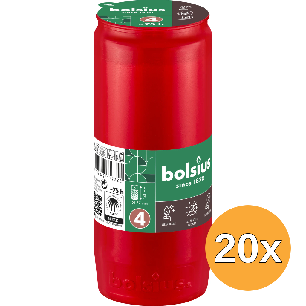20x Bolsius Compolight Nr 4 Rood (1 stuk)