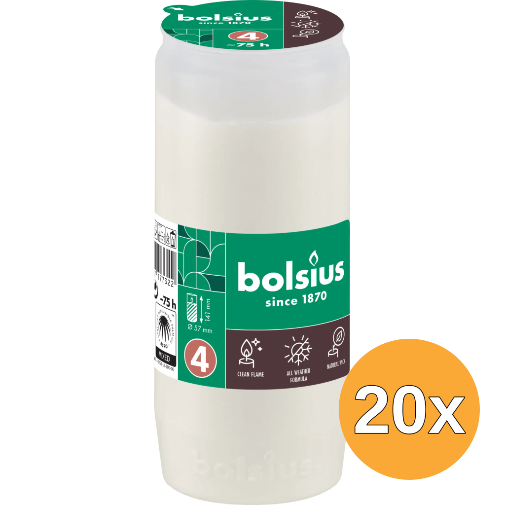 20x Bolsius Compolight Nr 4 Wit (1 stuk)
