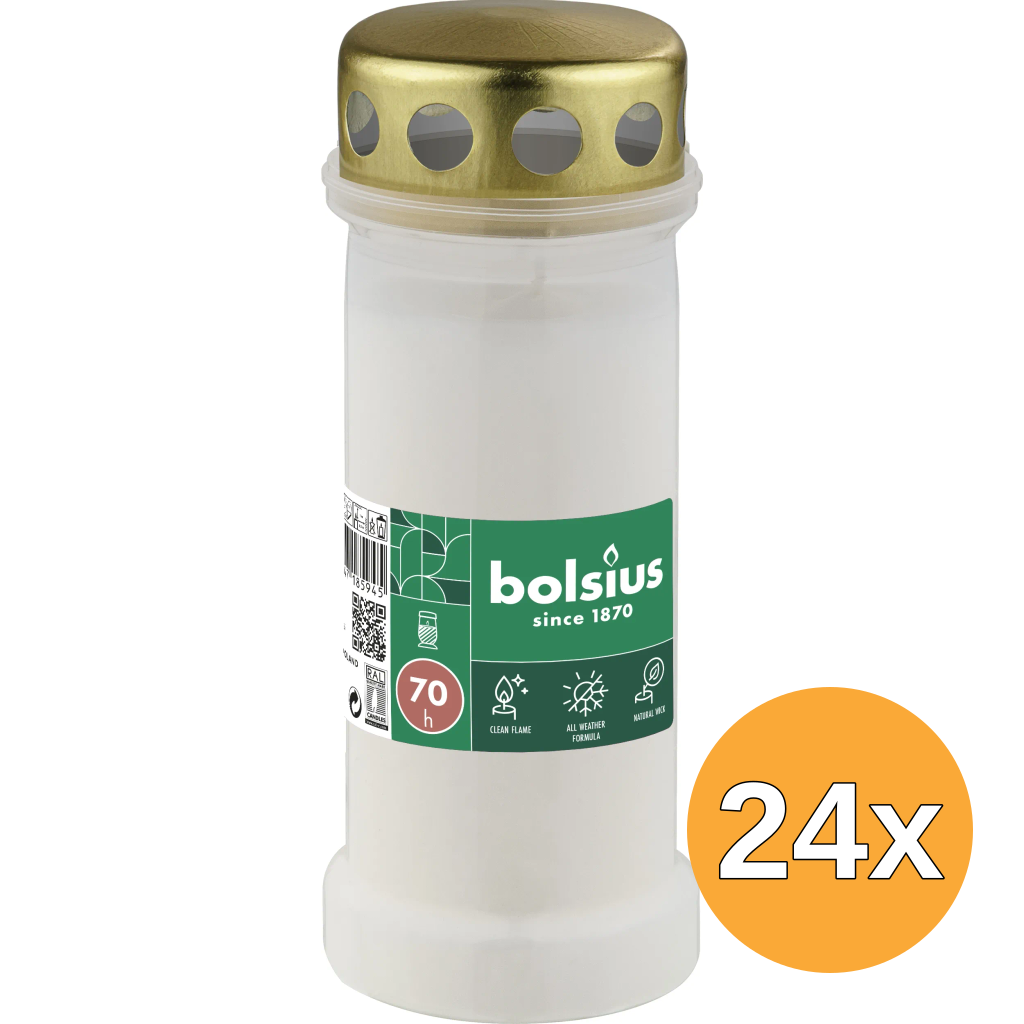 24x Bolsius Graflicht Nr 6 Met Deksel Wit (1 stuk)