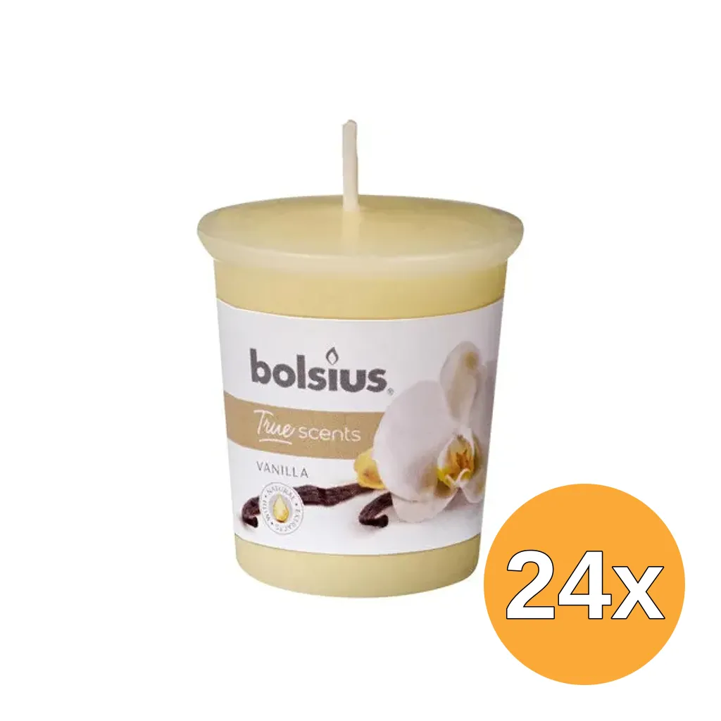24x Bolsius True Scents Votive 53/45 Rond Vanilla (1 stuk)