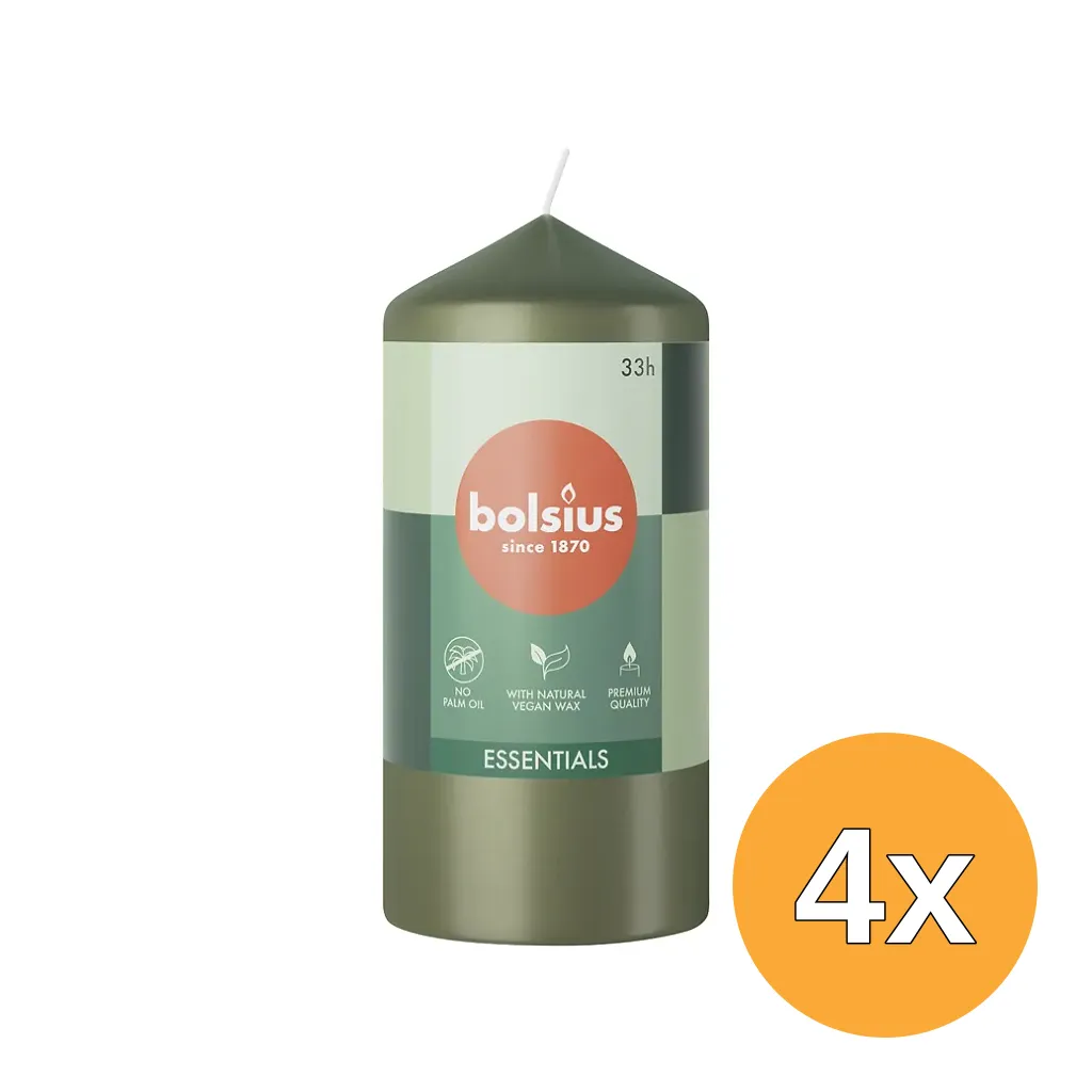 4x Bolsius Stompkaars 120/58 Olivegreen (1 stuk)
