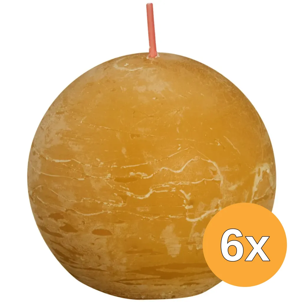 6x Bolsius Shine Rustiek Bolkaars ?76 Honeycomb Yellow (1 stuk)