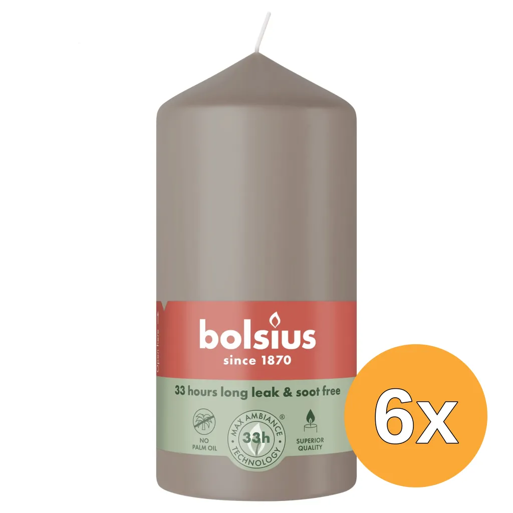 6x Bolsius Stompkaars 120/58 Light Taupe (1 stuk)