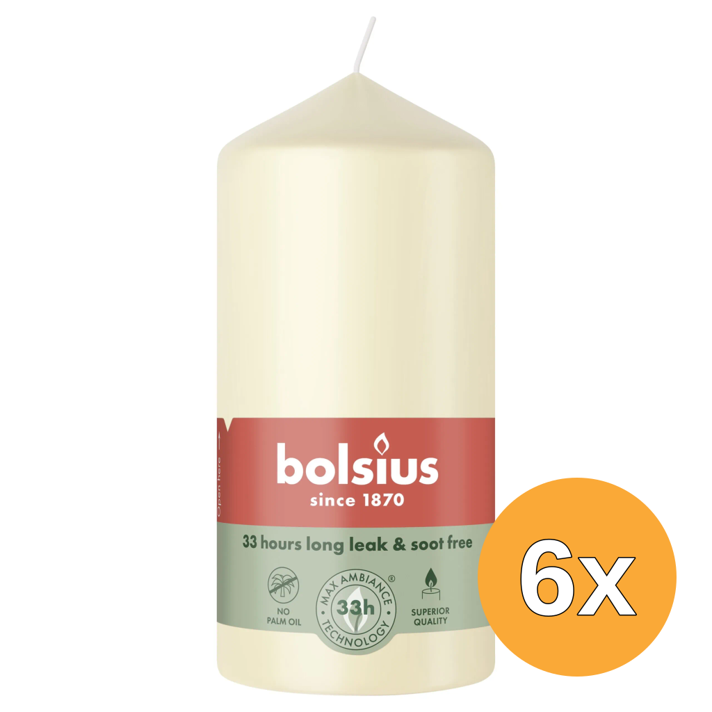 6x Bolsius Stompkaars 120/58 Soft Pearl (1 stuk)
