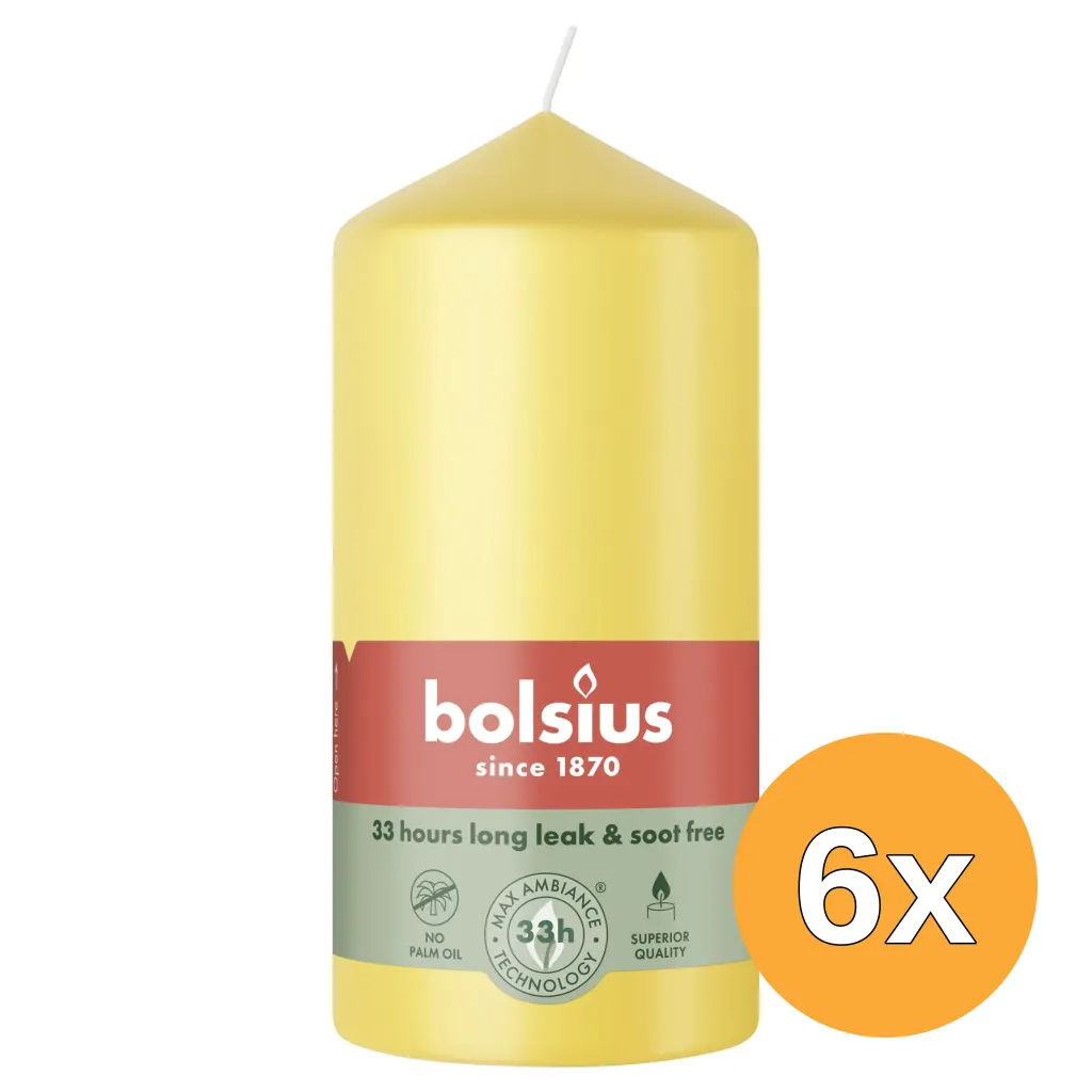 6x Bolsius Stompkaars 120/58 Sunny Yellow (1 stuk)