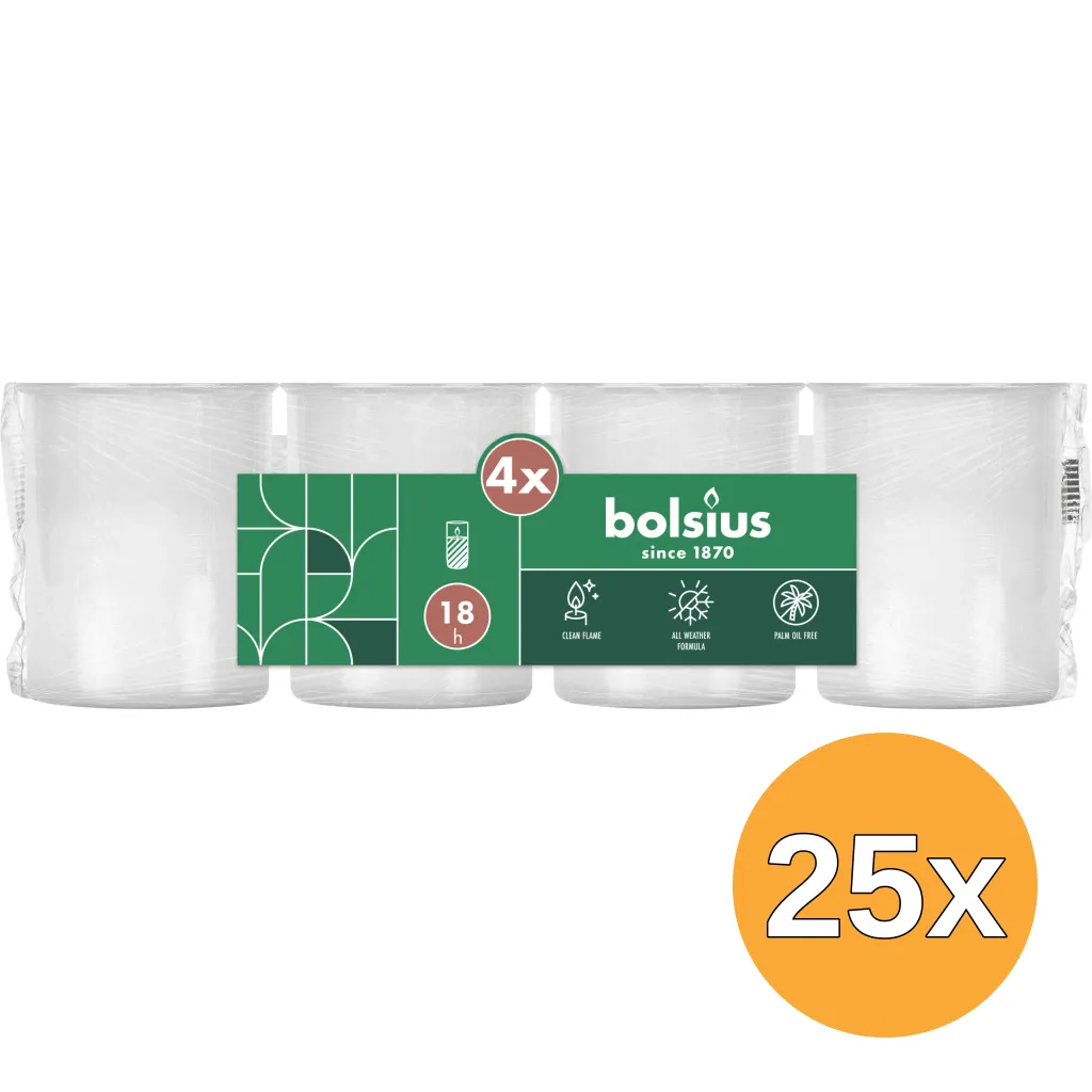 25x Bolsius Navulling 4X Nr40 Wit (1 stuk)