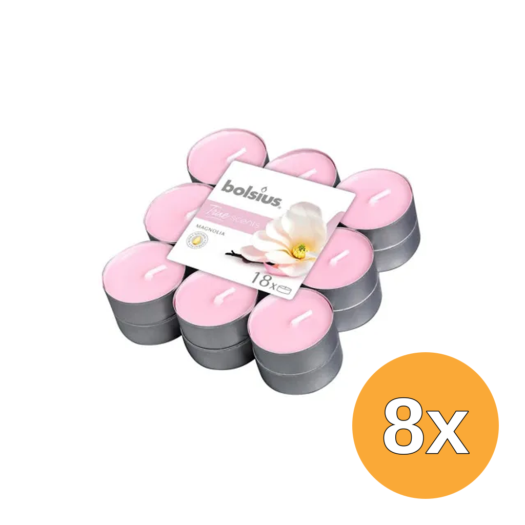 8x Bolsius True Scents Theelichten Magnolia (18 stuks)