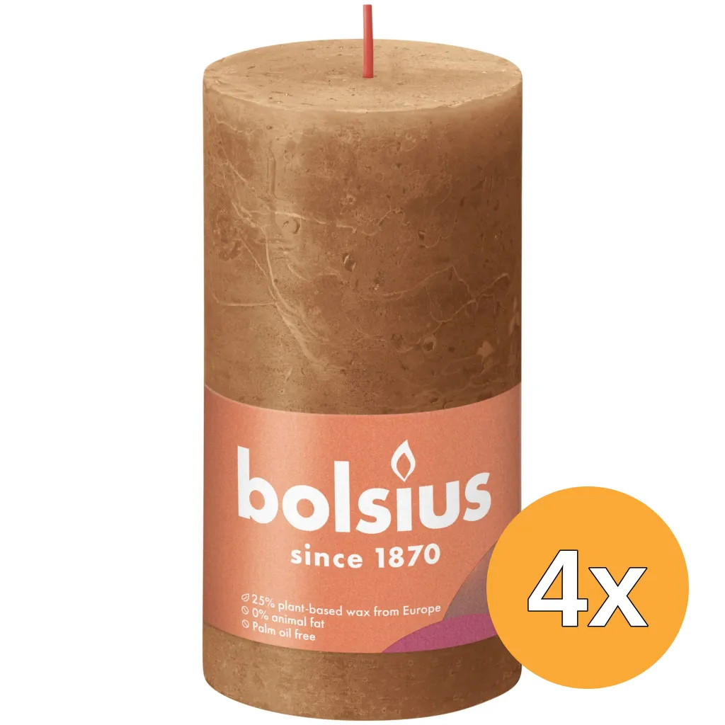 4x Bolsius Rustiekkaars 130/68 Spice Brown (1 stuk)