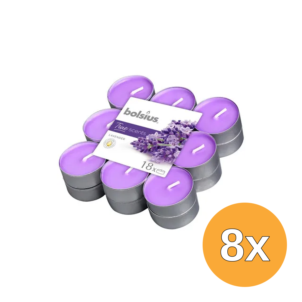 8x Bolsius True Scents Theelichten Lavendel (18 stuks)