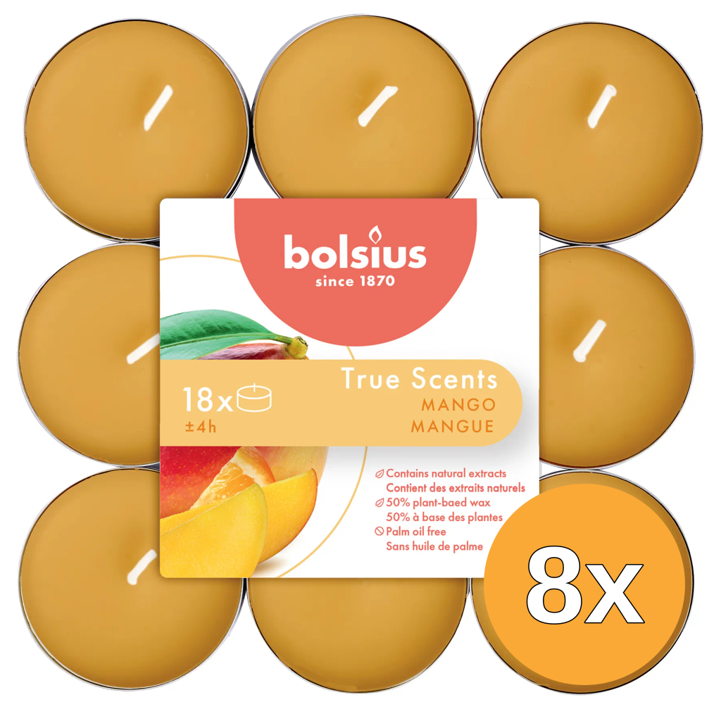 8x Bolsius True Scents Geurtheelichten 4U Mango (1 stuk)