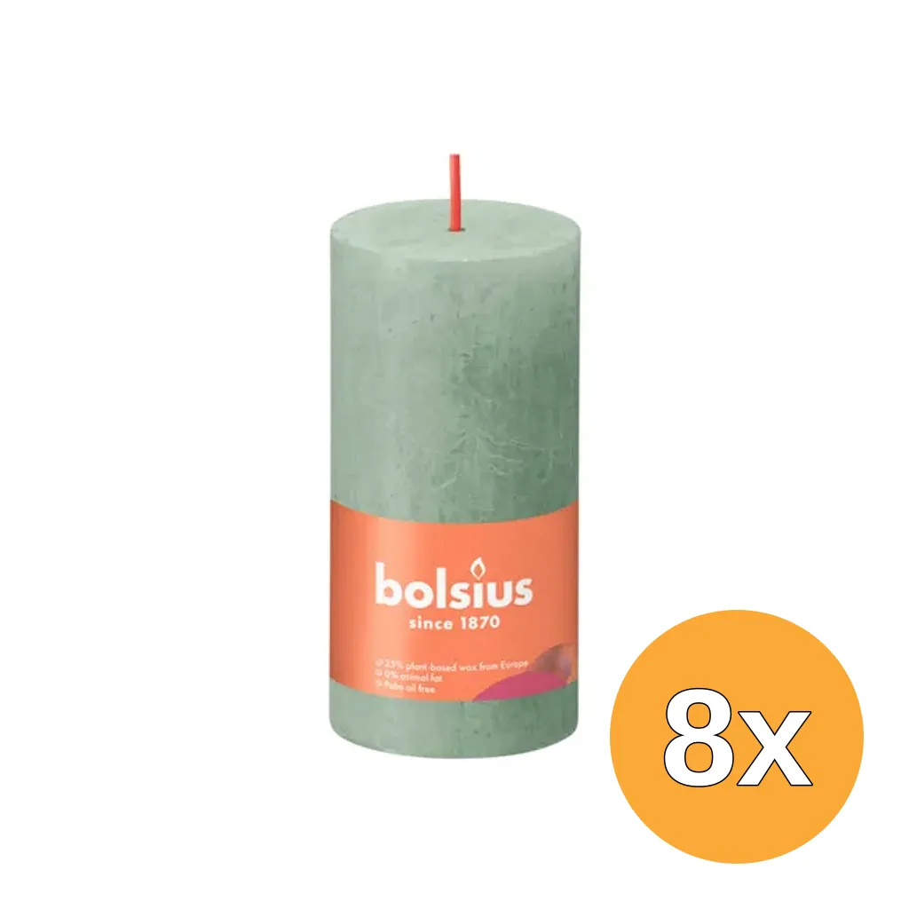 8x Bolsius Shine Rustiekkaars 100/50 Jadegreen (1 stuk)