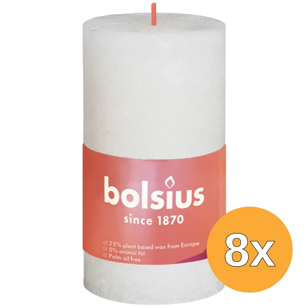 8x Bolsius Rustiekkaars Shine 100/50 Soft Pearl (1 stuk)