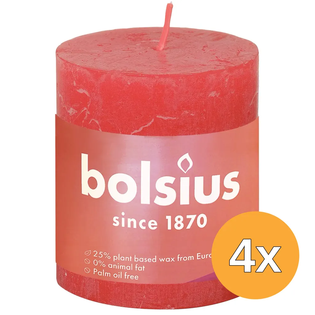 4x Bolsius Rustiekkaars 80/68 Blossom Pink (1 stuk)