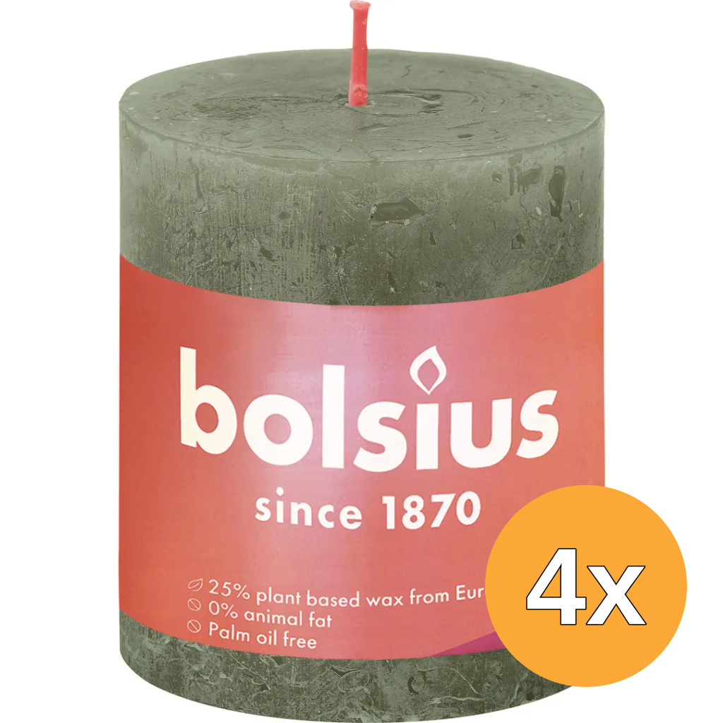 4x Bolsius Shine Rustiekkaars 80/68 Fresh Olive (1 stuk)
