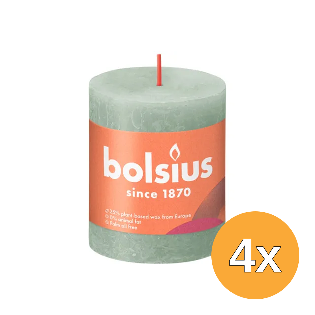 4x Bolsius Shine Rustiekkaars 80/68 Jadegreen (1 stuk)