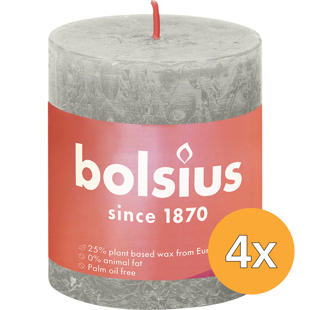 4x Bolsius Shine Rustiekkaars 80/68 Sandygrey (1 stuk)