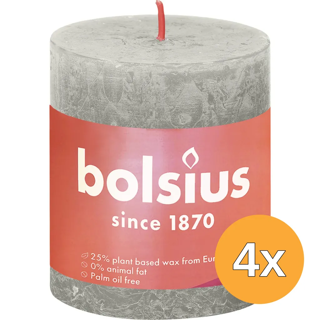 4x Bolsius Shine Rustiekkaars 80/68 Sandygrey (1 stuk)