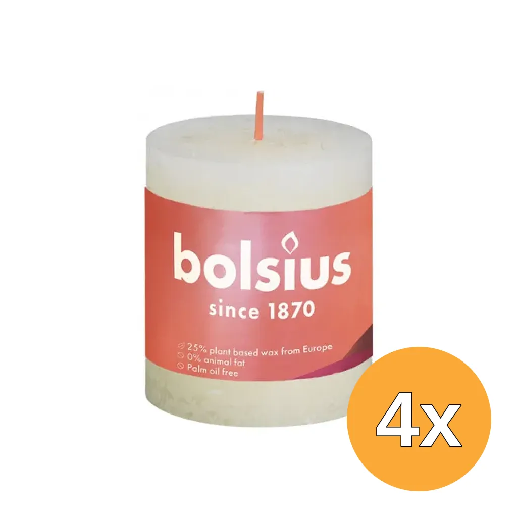 4x Bolsius Rustiekkaars Shine 80/68 Soft Pearl (1 stuk)