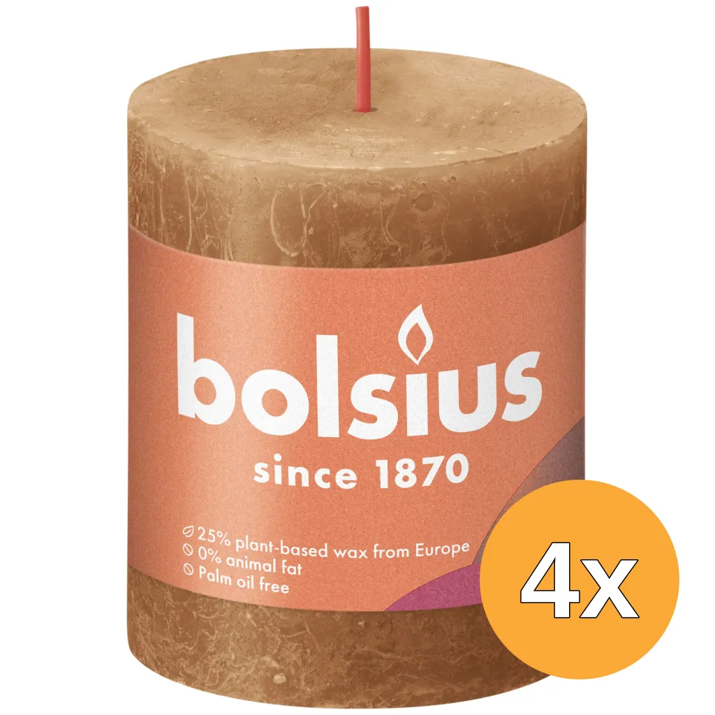 4x Bolsius Rustiekkaars 80/68 Spice Brown (1 stuk)