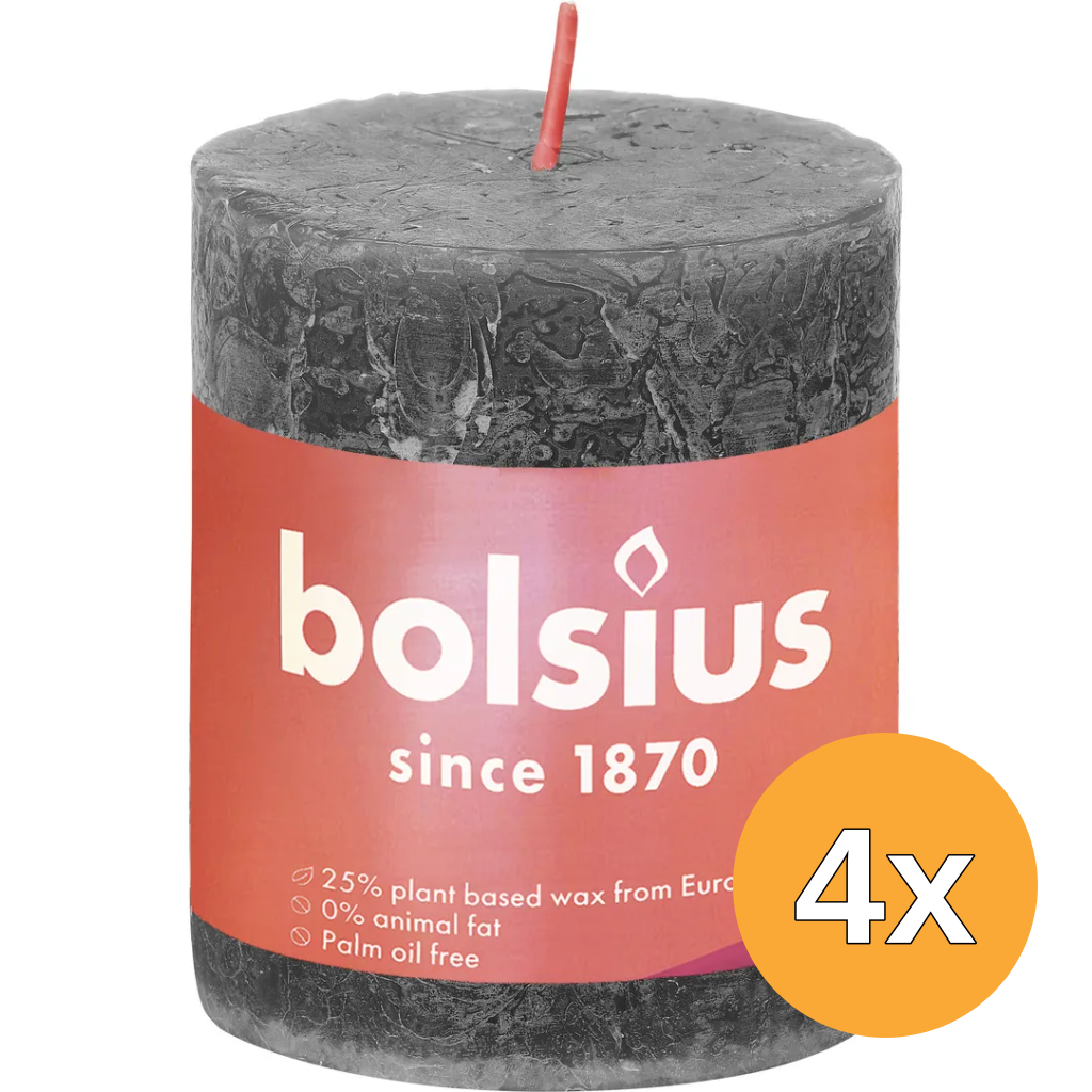 4x Bolsius Shine Rustiekkaars 80/68 Stormygrey (1 stuk)