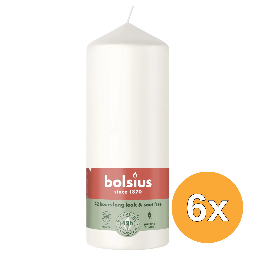 6x Bolsius Stompkaars 150/58 Cloudy White (1 stuk)