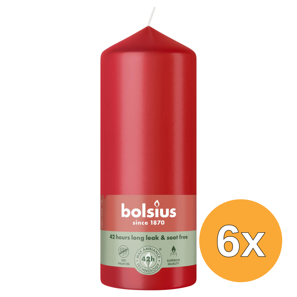 6x Bolsius Stompkaars 150/58 Delicate Red (1 stuk)