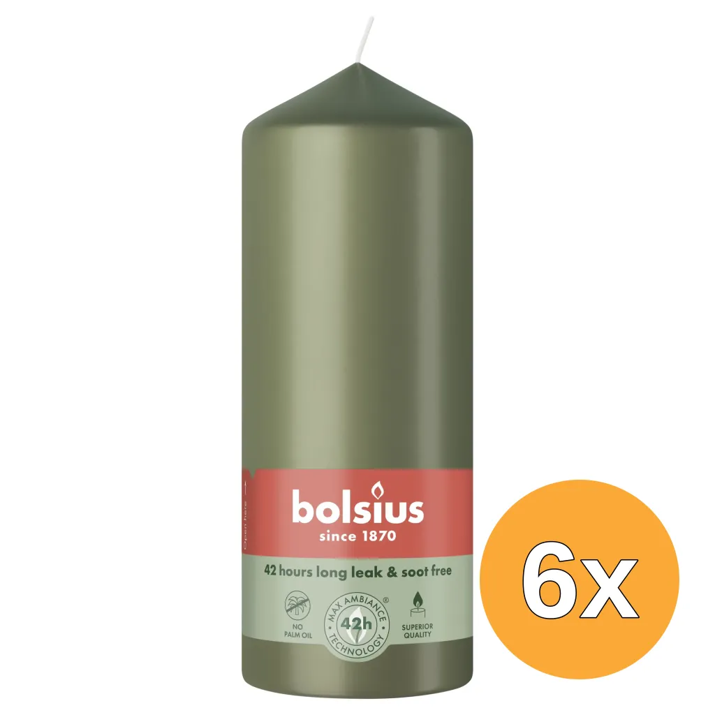 6x Bolsius Stompkaars 150/58 Fresh Olive (1 stuk)