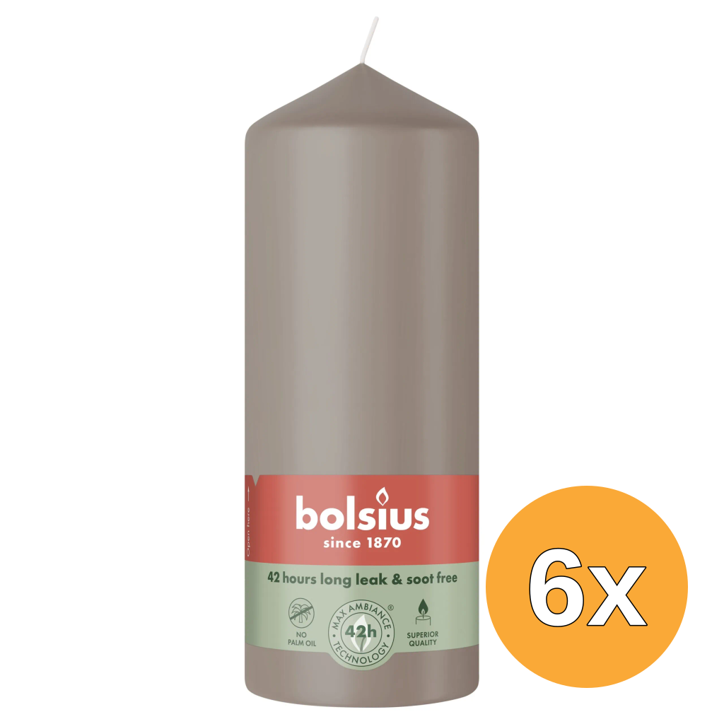 6x Bolsius Stompkaars 150/58 Light Taupe (1 stuk)