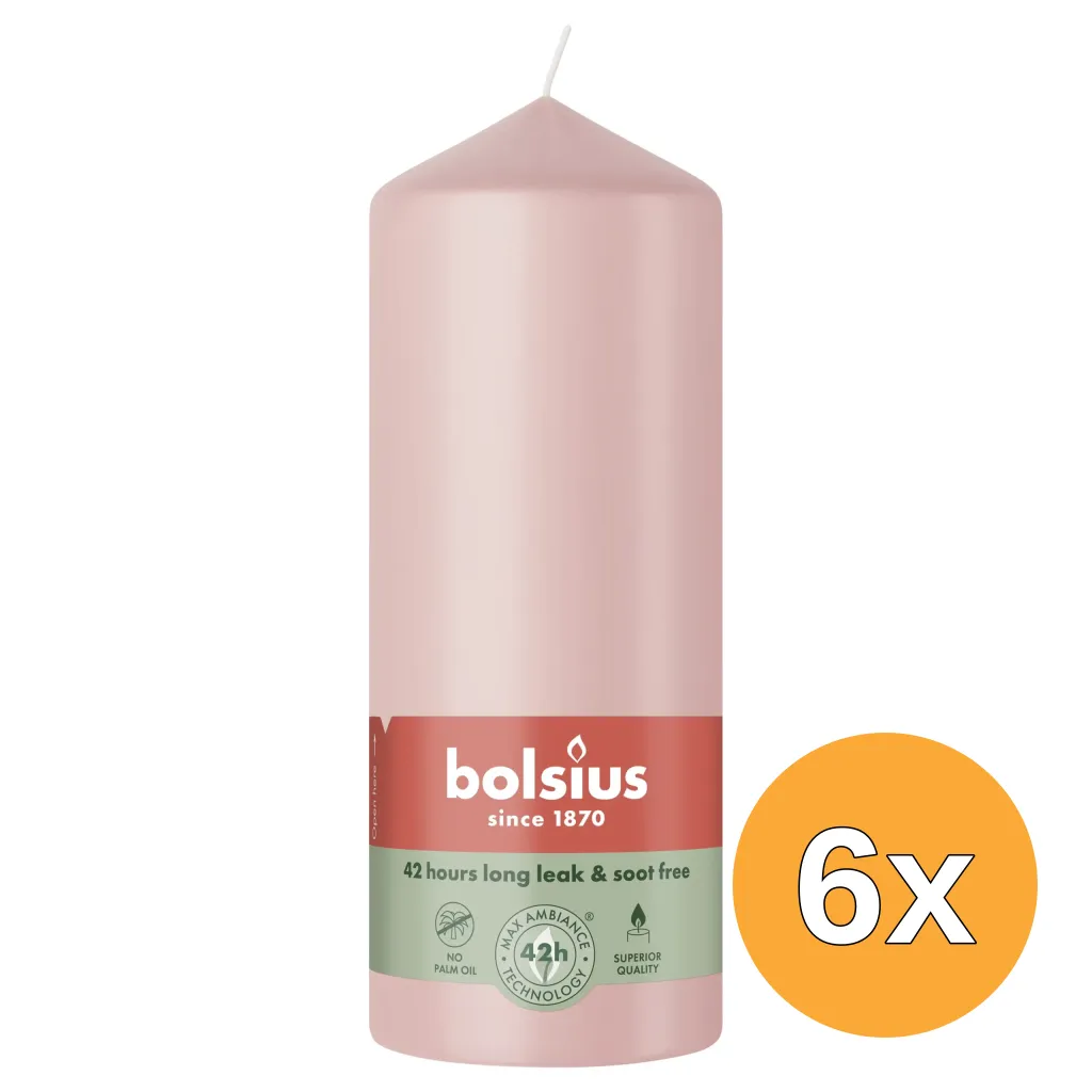 6x Bolsius Stompkaars 150/58 Misty Pink (1 stuk)