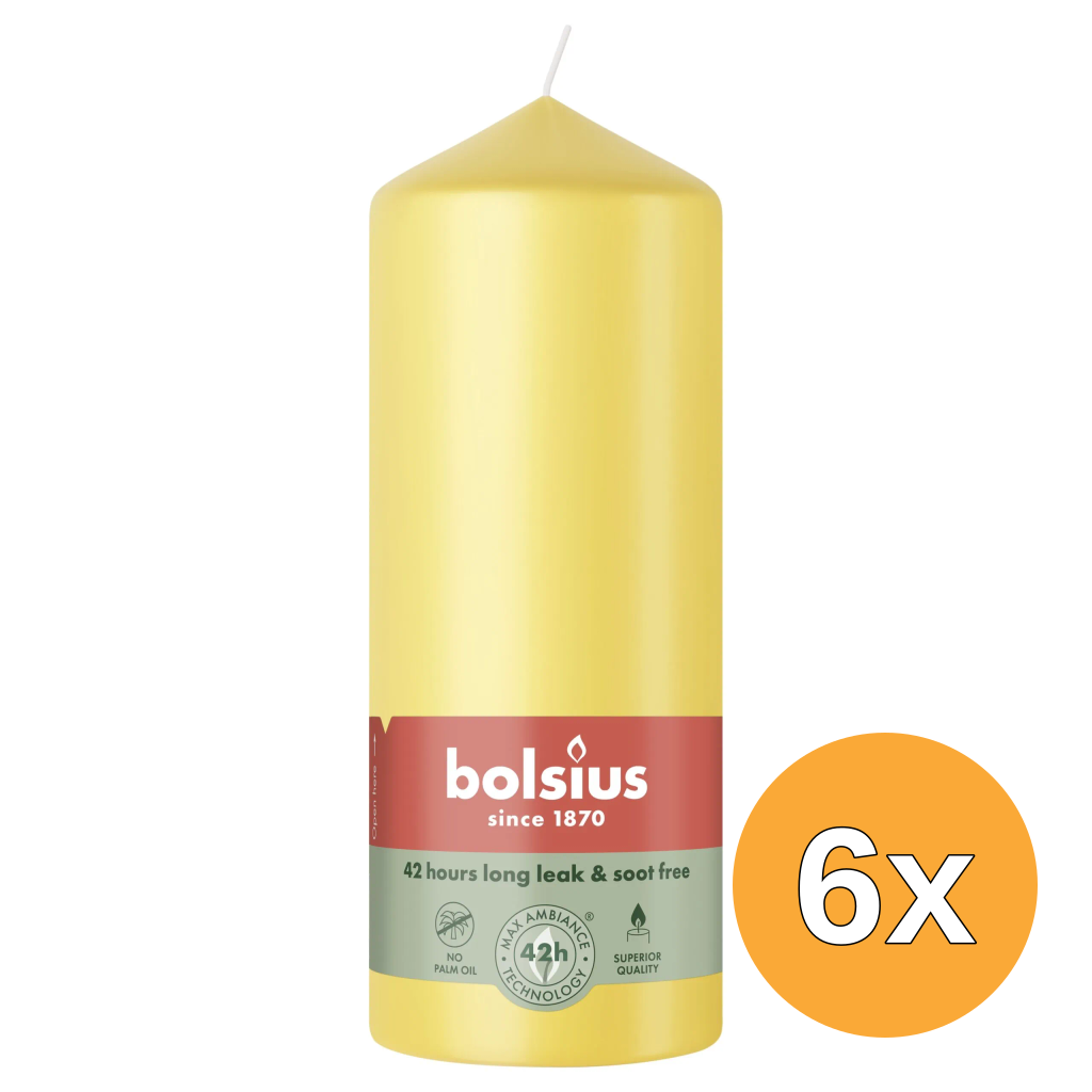 6x Bolsius Stompkaars 150/58 Sunny Yellow (1 stuk)