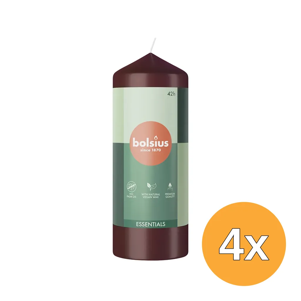 4x Bolsius Stompkaars 150/58 Velvet Red (1 stuk)