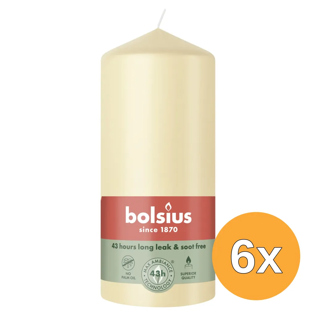 6x Bolsius Stompkaars 130/68 Beige (1 stuk)