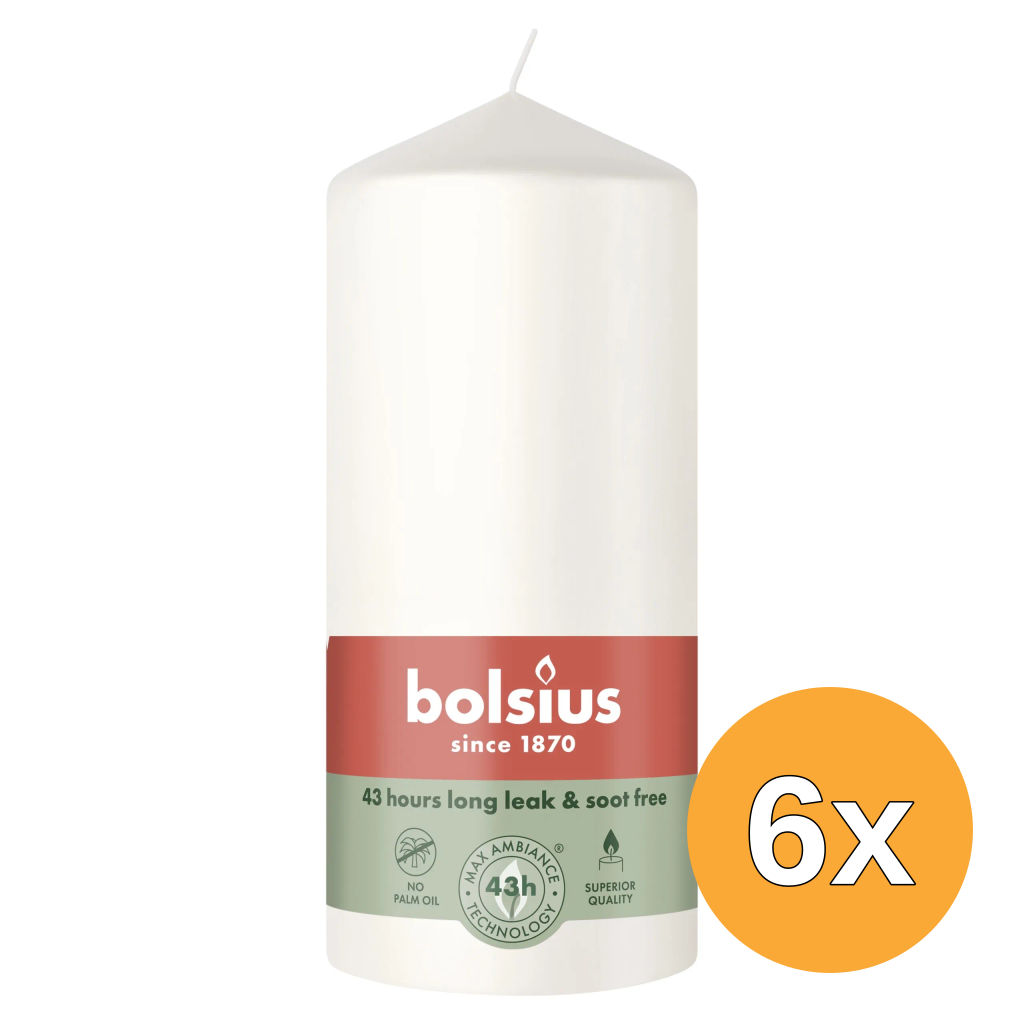 6x Bolsius Stompkaars 130/68 Cloudy White (1 stuk)