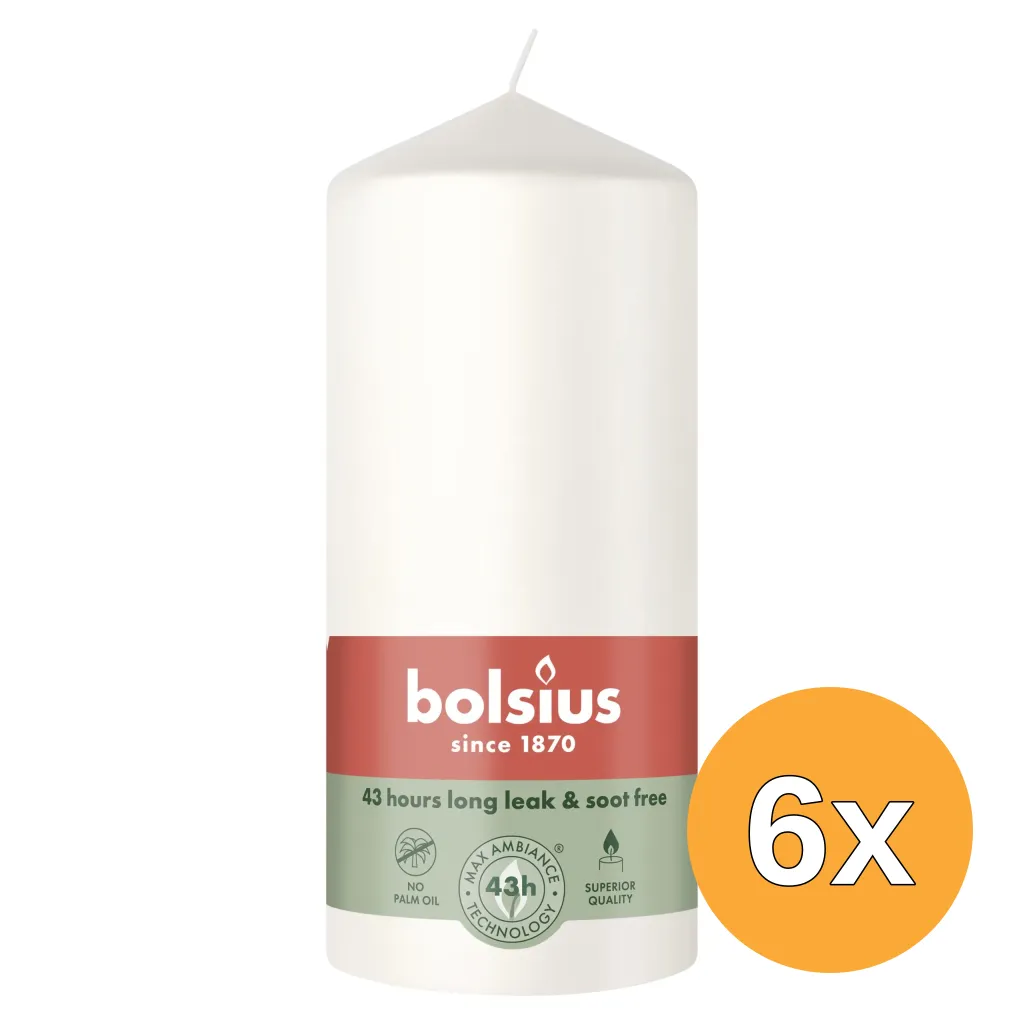 6x Bolsius Stompkaars 130/68 Cloudy White (1 stuk)