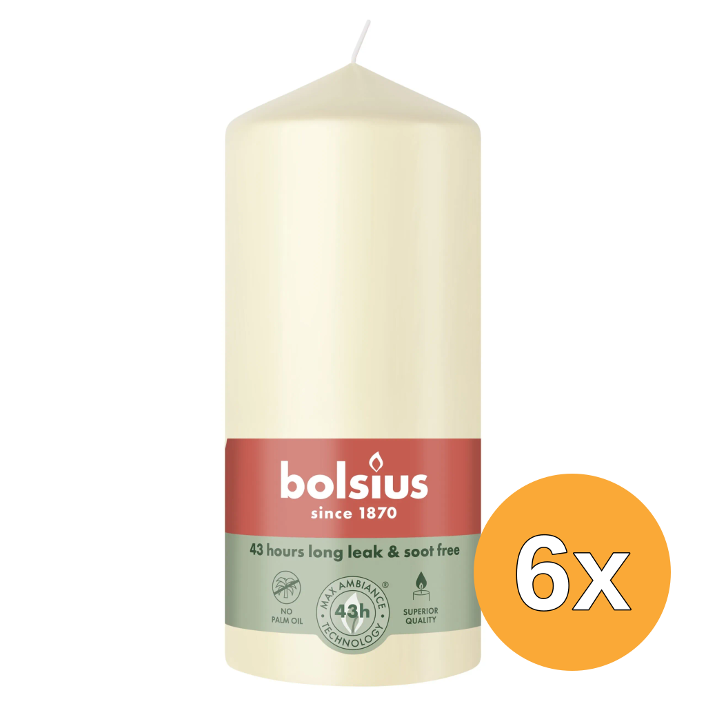 6x Bolsius Stompkaars 130/68 Soft Pearl (1 stuk)