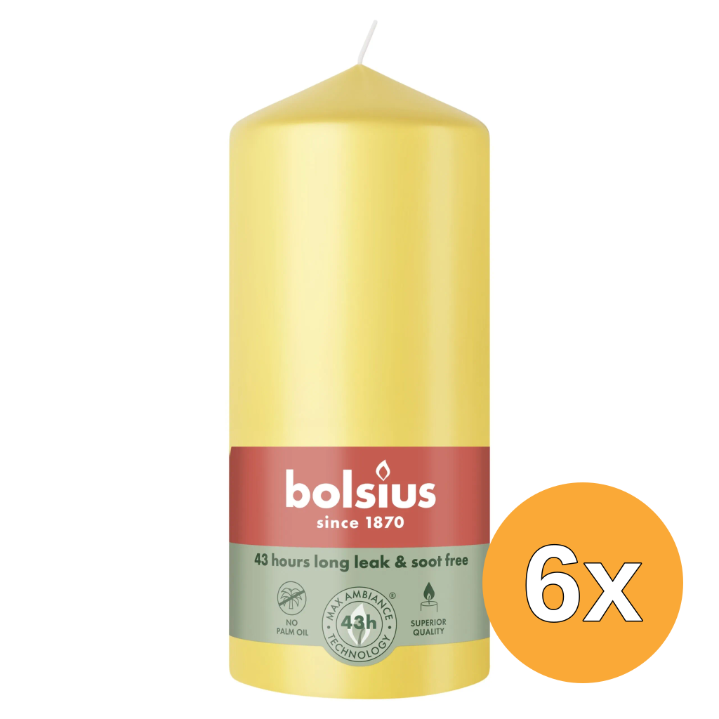 6x Bolsius Stompkaars 130/68 Sunny Yellow (1 stuk)