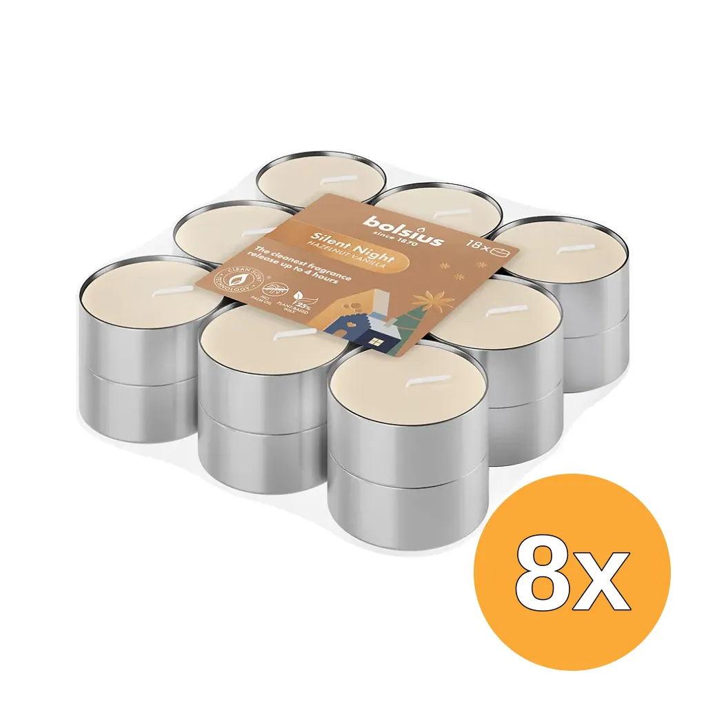 8x Bolsius Geurtheelichten 4u True Glow Silent Night (1 stuk)