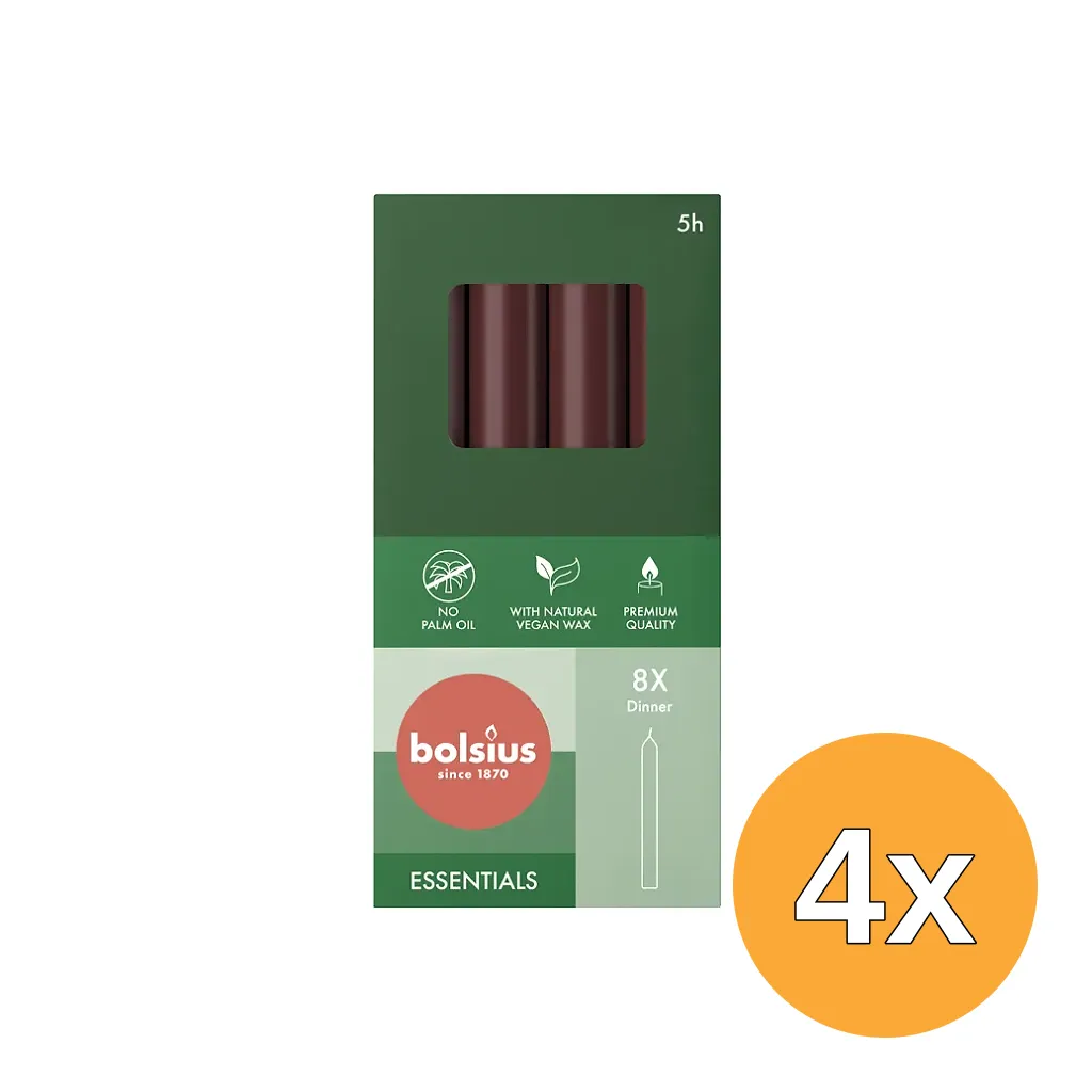4x Bolsius Dinerkaarsen 170/20 Velvet Red (8 stuks)