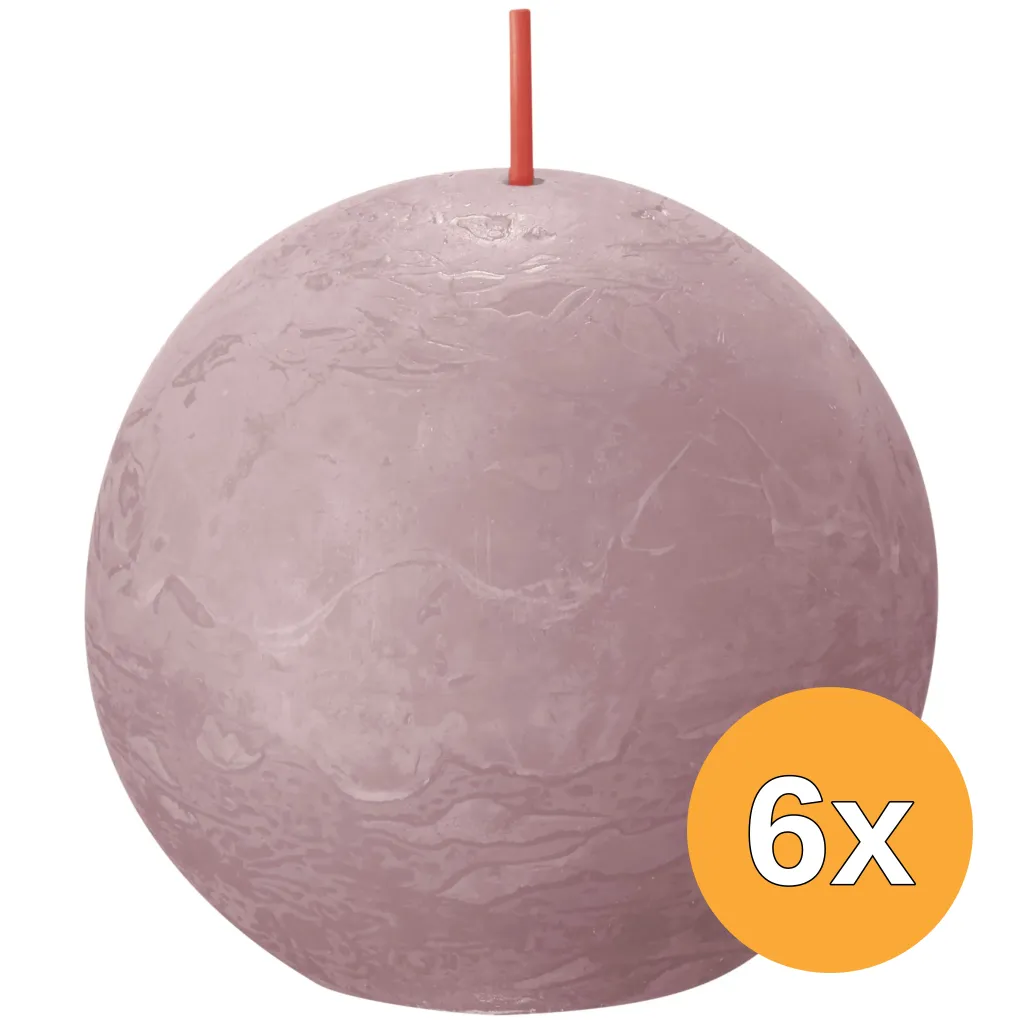 6x Bolsius Rustieke Bolkaars Ø76Mm Ash Rose (1 stuk)